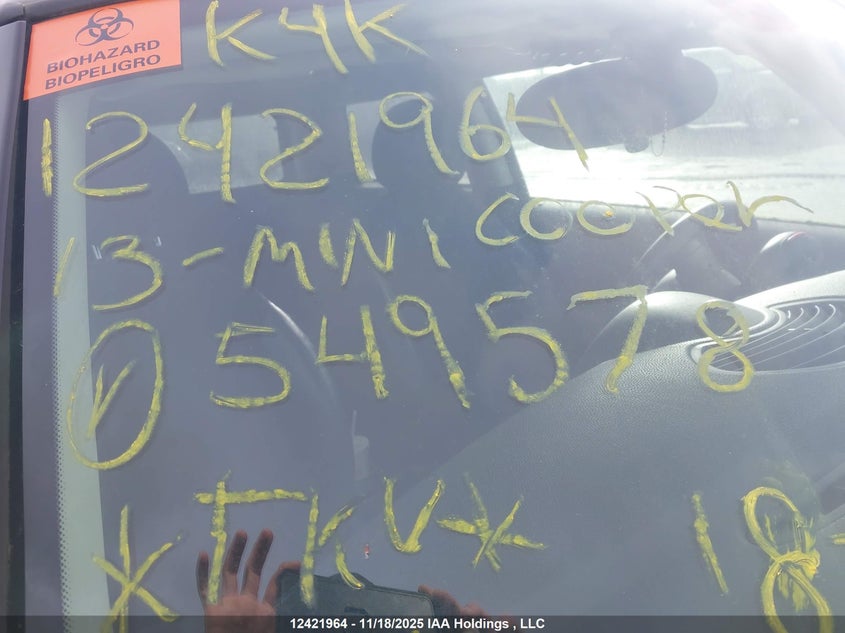 2013 Mini Cooper VIN: WMWSU3C56DT549578 Lot: 12421964