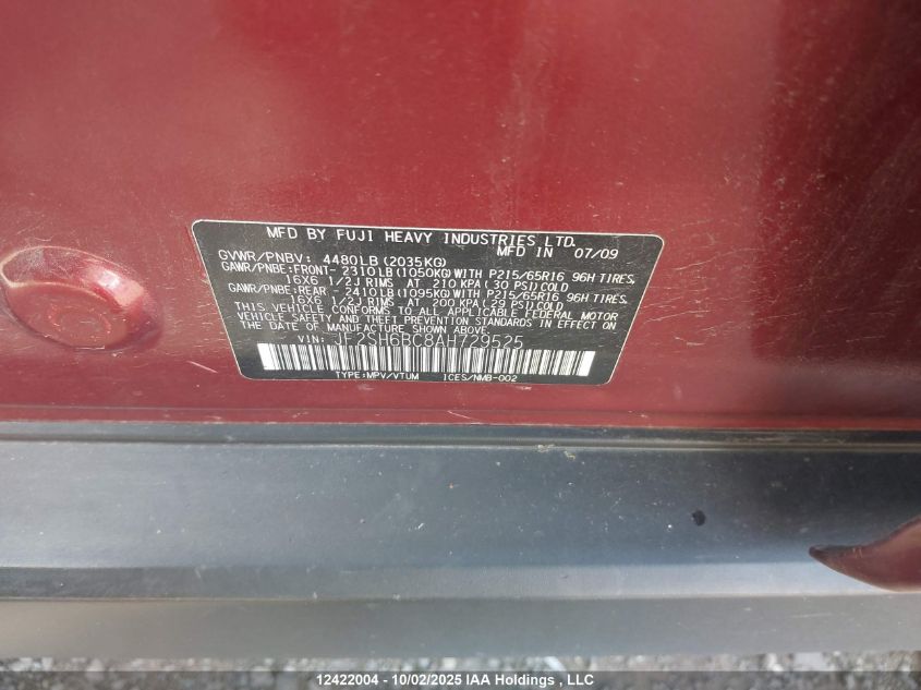 2010 Subaru Forester 2.5 X Sport-Tech VIN: JF2SH6BC8AH729525 Lot: 12422004