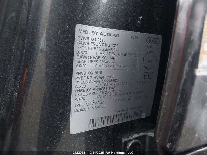 2025 Audi Q5 Progressiv VIN: WA15AAGU0S2019098 Lot: 12422038