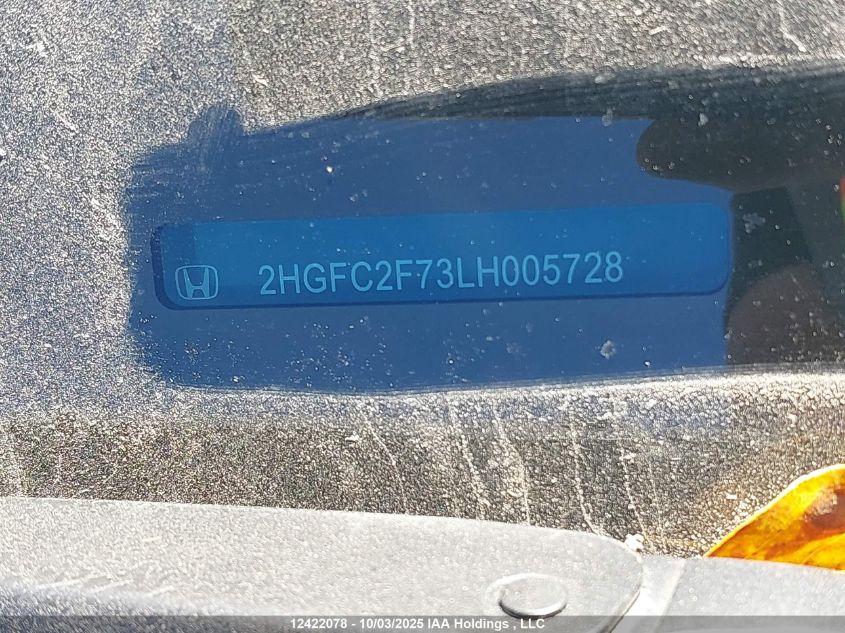 2020 Honda Civic Ex VIN: 2HGFC2F73LH005728 Lot: 12422078