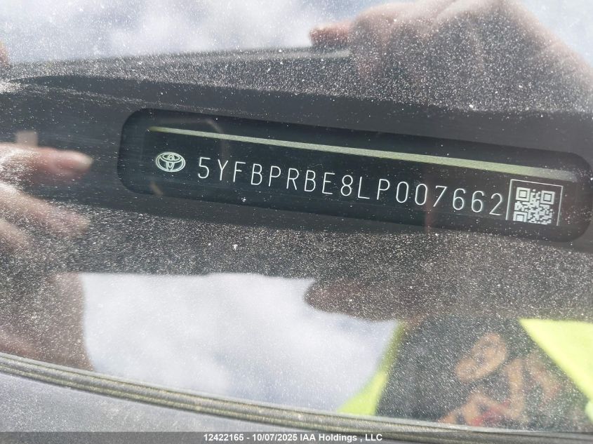 2020 Toyota Corolla Le VIN: 5YFBPRBE8LP007662 Lot: 12422165