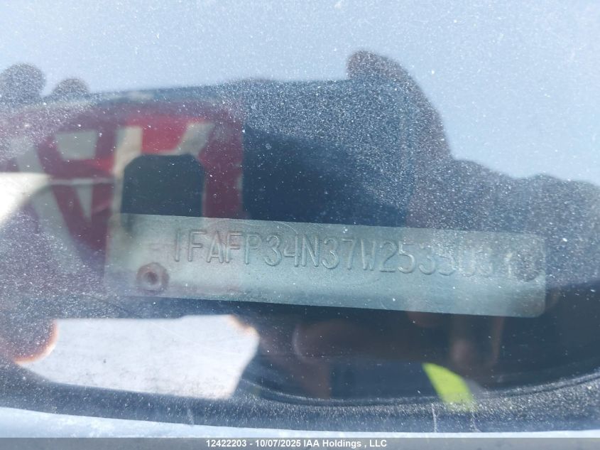 2007 Ford Focus S/Se/Ses VIN: 1FAFP34N37W253503 Lot: 12422203