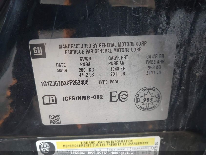 2009 Chevrolet Malibu 2Lt VIN: 1G1ZJ57B29F259486 Lot: 12422283