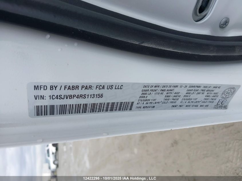 2024 Jeep Wagoneer Series Ii VIN: 1C4SJVBP4RS113156 Lot: 12422295