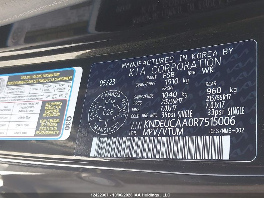 2024 Kia Seltos S VIN: KNDEUCAA0R7515006 Lot: 12422307