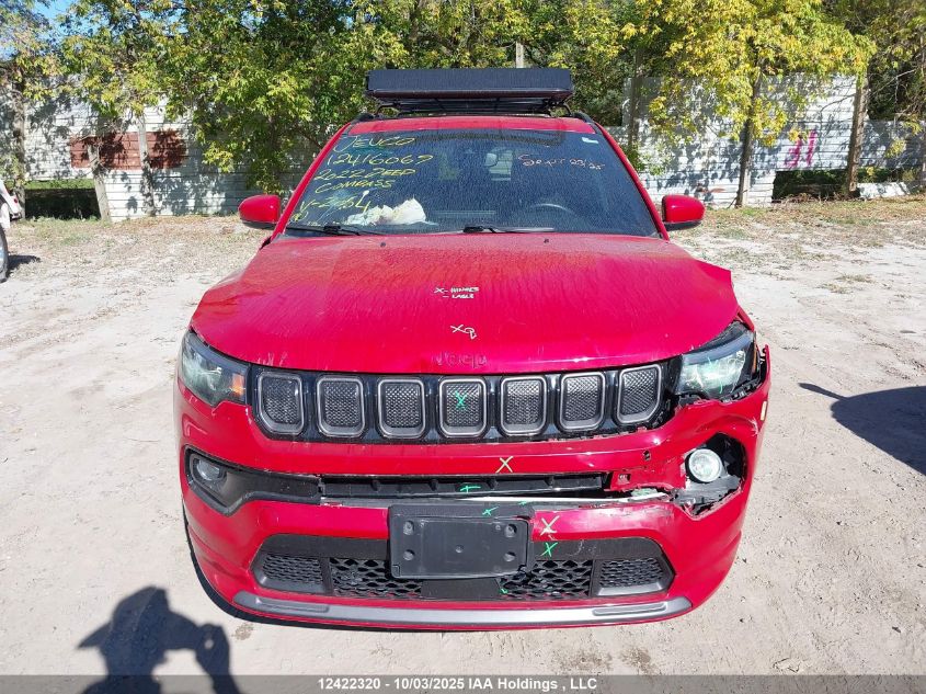 2022 Jeep Compass VIN: 3C4NJDCB5NT205444 Lot: 12422320