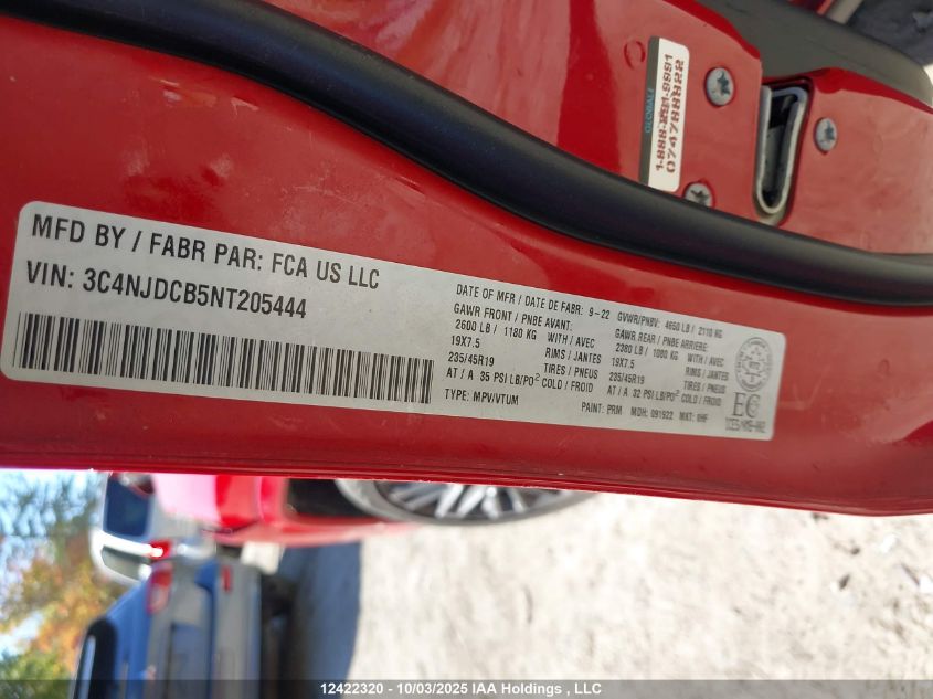 2022 Jeep Compass VIN: 3C4NJDCB5NT205444 Lot: 12422320