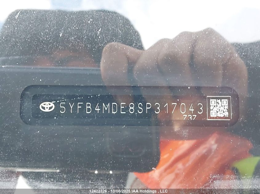 2025 Toyota Corolla Le VIN: 5YFB4MDE8SP317043 Lot: 12422326