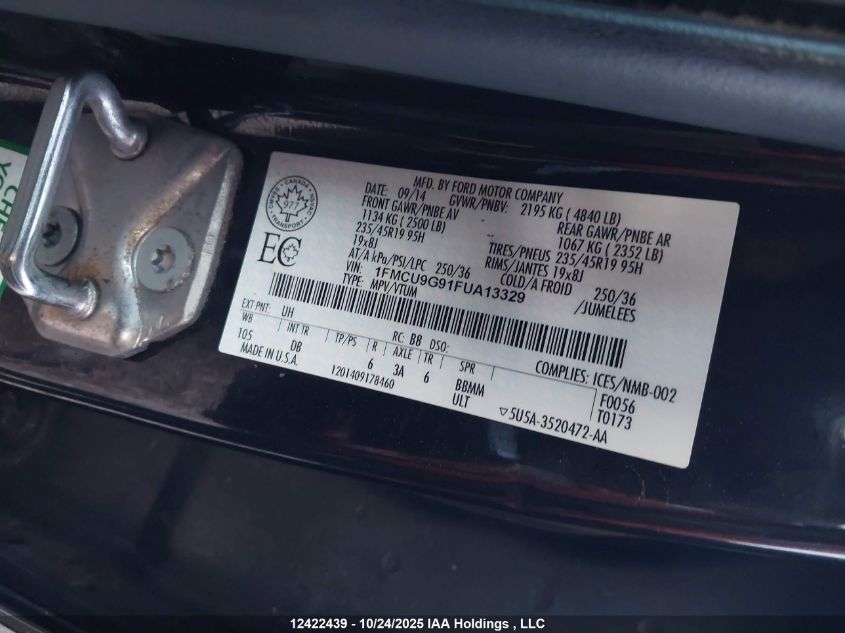 2015 Ford Escape Se VIN: 1FMCU9G91FUA13329 Lot: 12422439