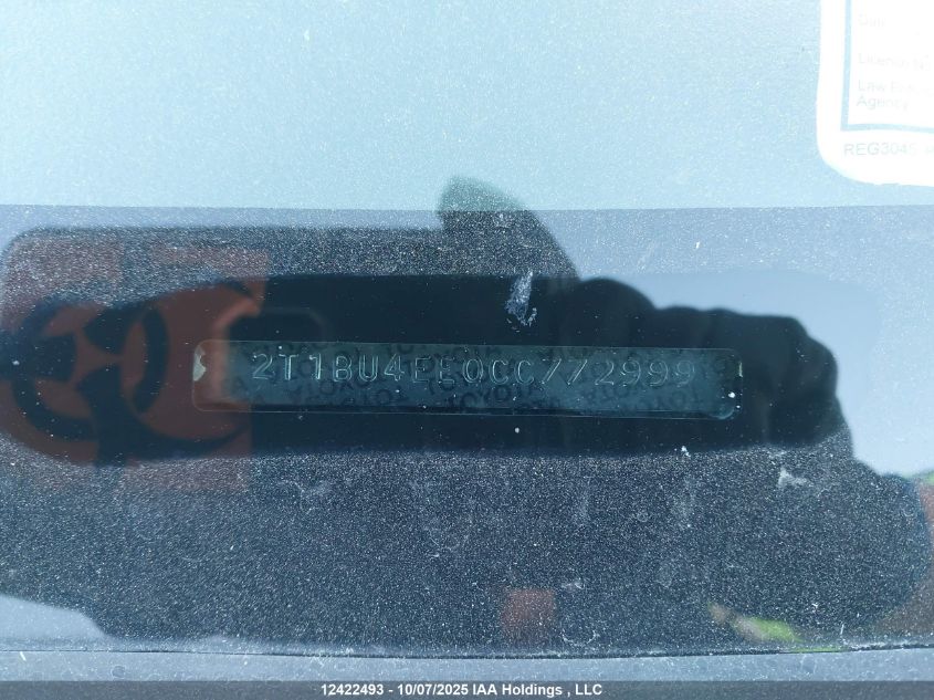 2012 Toyota Corolla Ce VIN: 2T1BU4EE0CC772999 Lot: 12422493