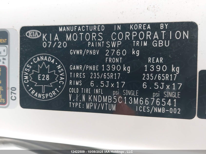 2021 Kia Sedona Lx/Ex VIN: KNDMB5C13M6676541 Lot: 12422509