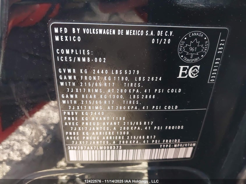 3VV2B7AX7LM098373 2020 VOLKSWAGEN TIGUAN photo no. 9