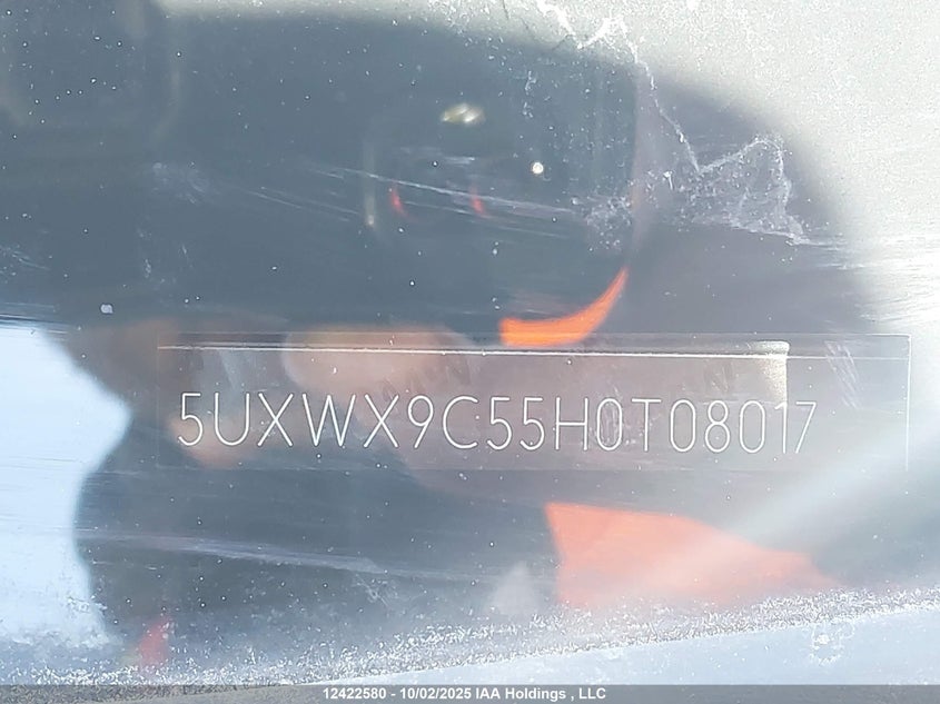 2017 BMW X3 VIN: 5UXWX9C55H0T08017 Lot: 12422580