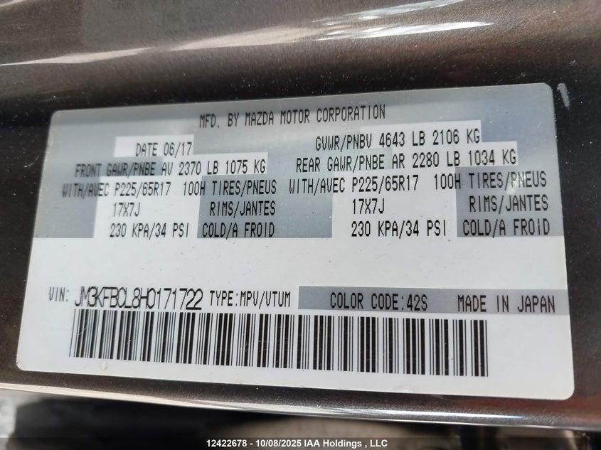 JM3KFBCL8H0171722 2017 MAZDA CX-5 photo no. 9