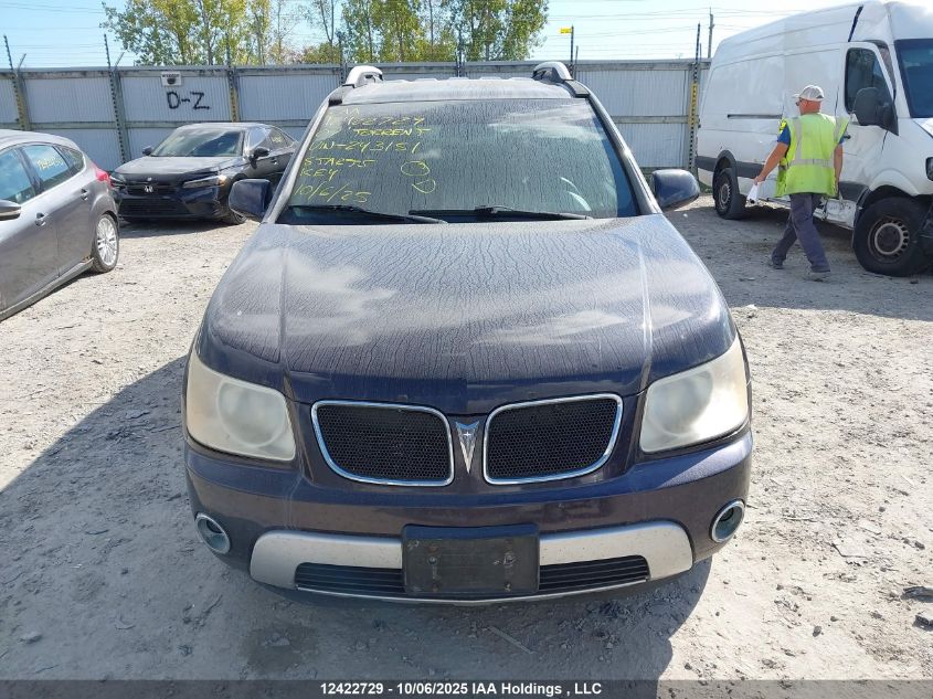 2007 Pontiac Torrent VIN: 2CKDL63F976243151 Lot: 12422729