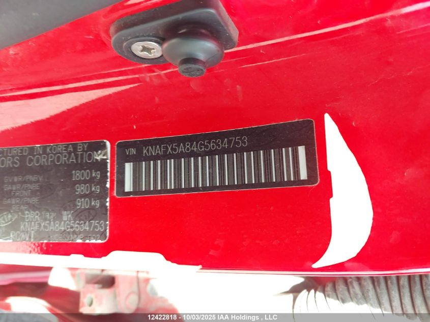 2016 Kia Forte Ex VIN: KNAFX5A84G5634753 Lot: 12422818