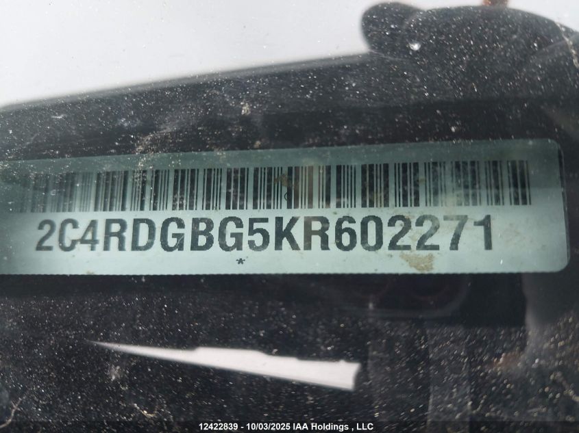 2019 Dodge Grand Caravan Se VIN: 2C4RDGBG5KR602271 Lot: 12422839