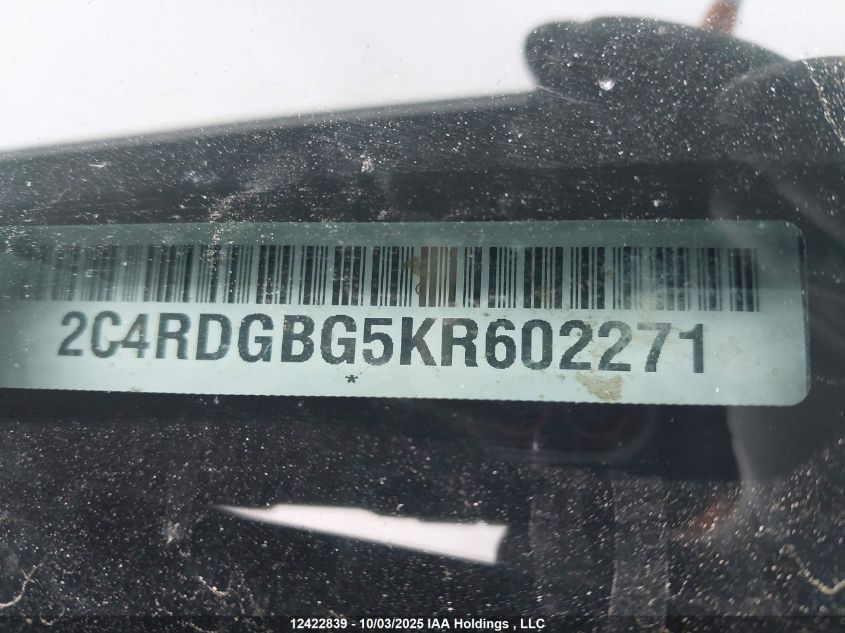 2019 Dodge Grand Caravan Se VIN: 2C4RDGBG5KR602271 Lot: 12422839