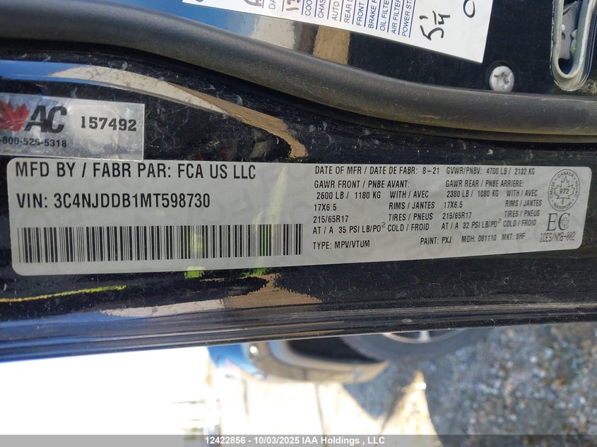 3C4NJDDB1MT598730 2021 JEEP COMPASS photo no. 9