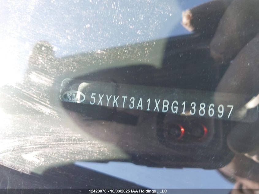 2011 Kia Sorento Lx VIN: 5XYKT3A1XBG138697 Lot: 12423078