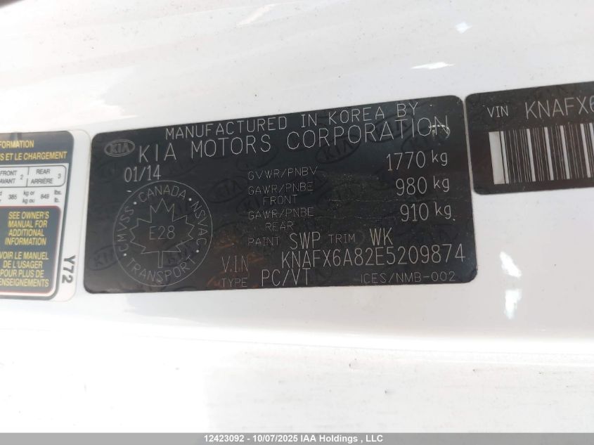 2014 Kia Forte Koup 2.0L Ex VIN: KNAFX6A82E5209874 Lot: 12423092