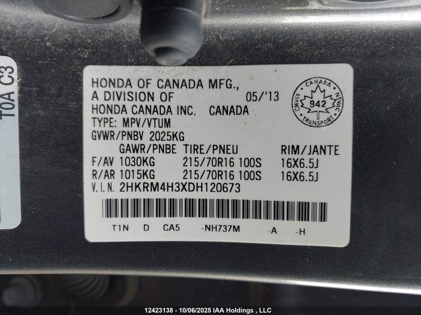 2HKRM4H3XDH120673 2013 HONDA CR-V photo no. 9