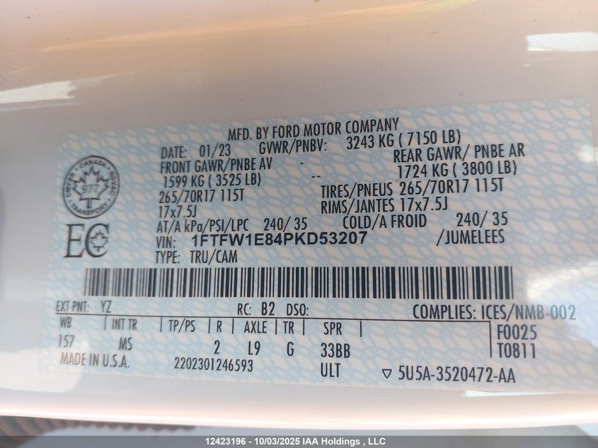 1FTFW1E84PKD53207 2023 FORD F-150 photo no. 9