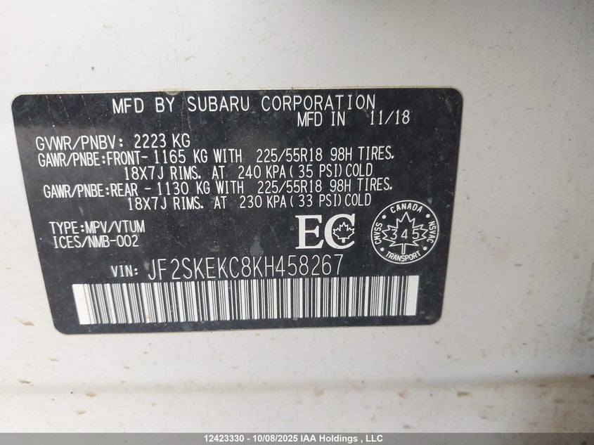 JF2SKEKC8KH458267 2019 SUBARU FORESTER photo no. 19