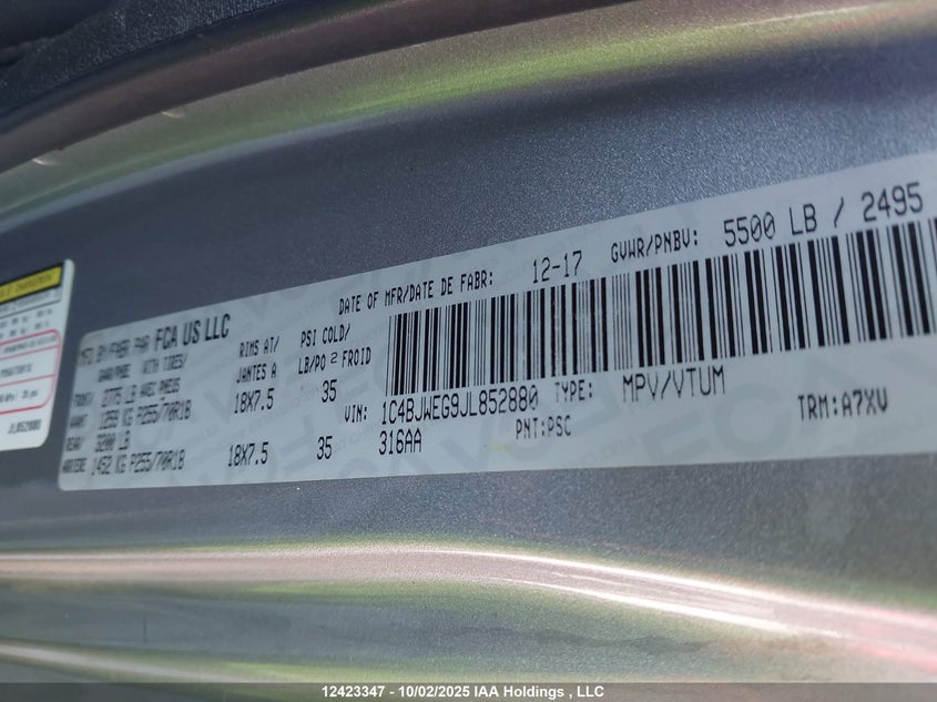 1C4BJWEG9JL852880 2018 JEEP WRANGLER photo no. 18