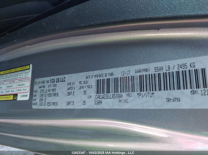 1C4BJWEG9JL852880 2018 JEEP WRANGLER photo no. 9