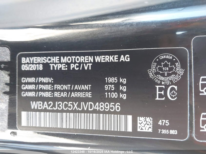 2018 BMW 230Xi VIN: WBA2J3C5XJVD48956 Lot: 12423348