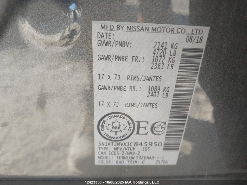 5N1AT2MVXJC845950 2018 NISSAN ROGUE photo no. 18