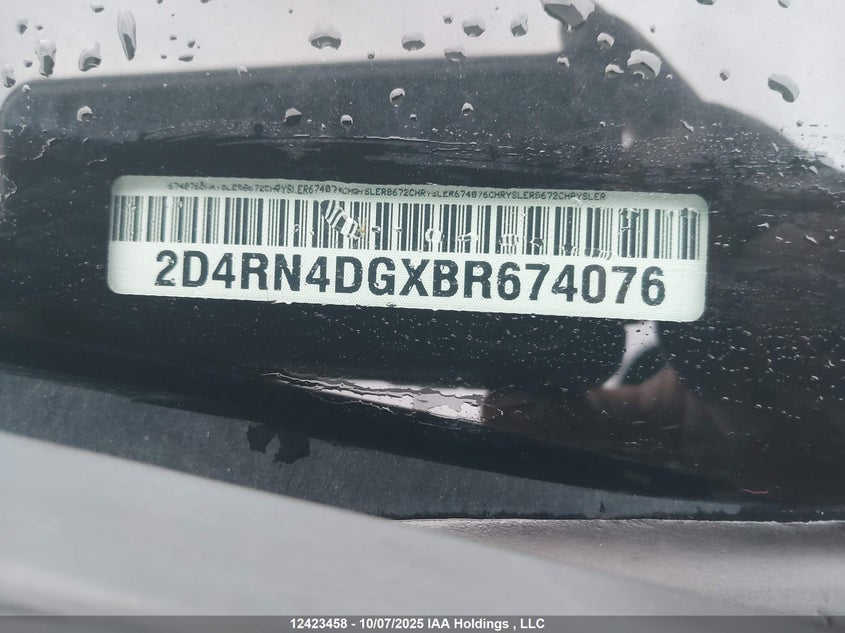 2011 Dodge Grand Caravan Express VIN: 2D4RN4DGXBR674076 Lot: 12423458