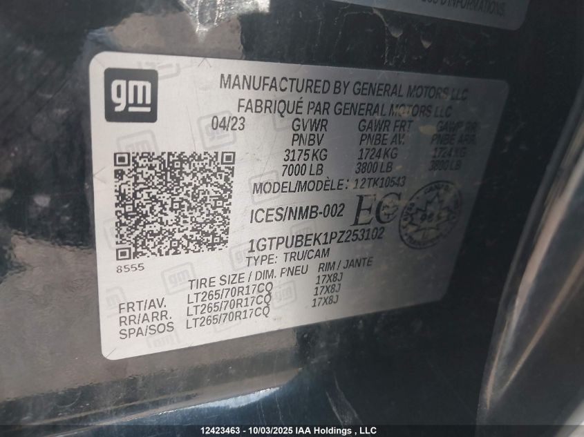 2023 GMC Sierra K1500 Sle VIN: 1GTPUBEK1PZ253102 Lot: 12423463