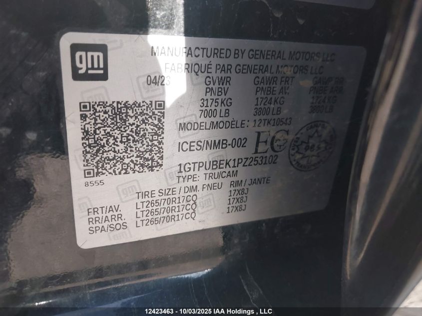 2023 GMC Sierra K1500 Sle VIN: 1GTPUBEK1PZ253102 Lot: 12423463