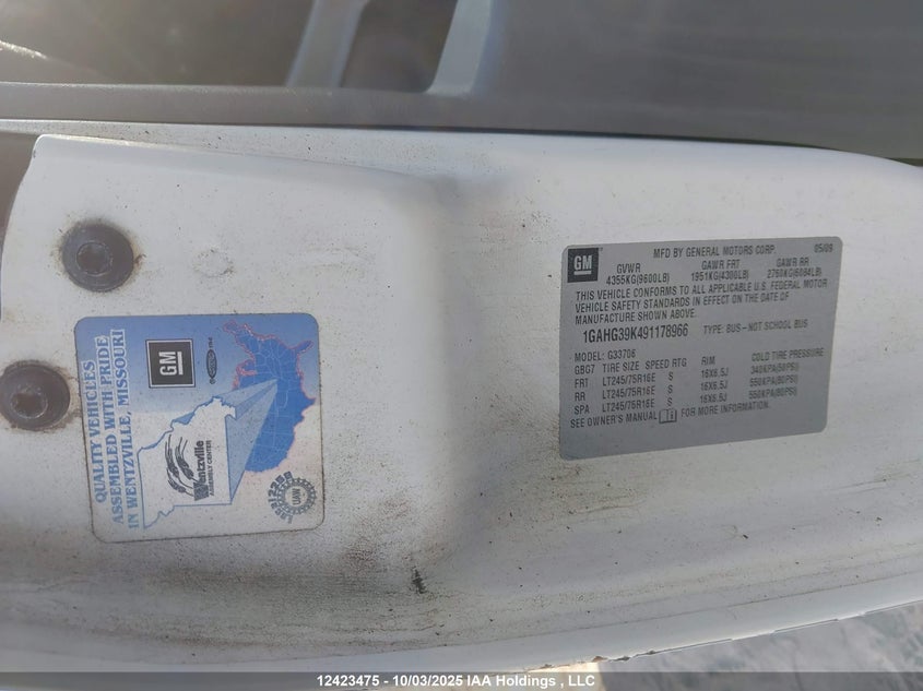 1GAHG39K491178966 2009 CHEVROLET EXPRESS photo no. 19