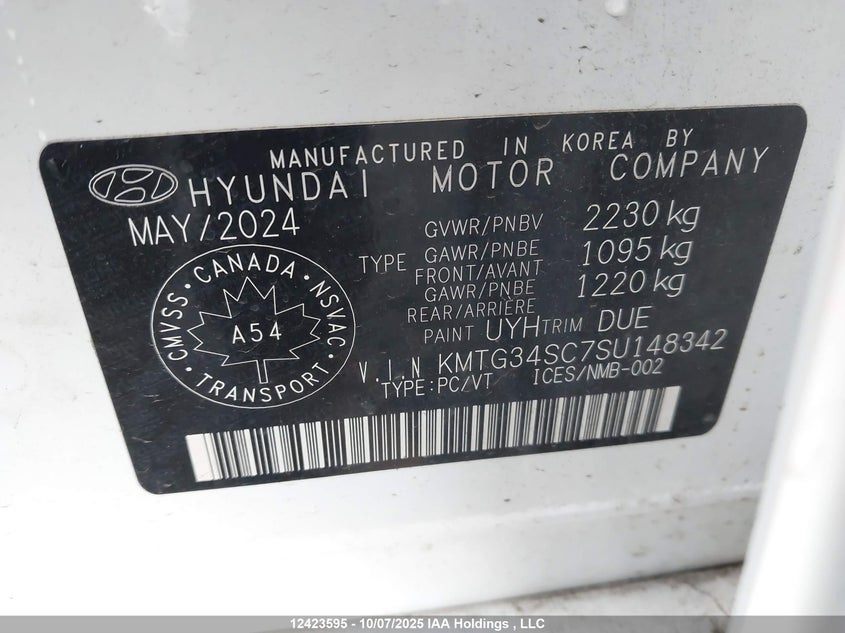 2025 Genesis G70 2.5T Advanced Awd VIN: KMTG34SC7SU148342 Lot: 12423595