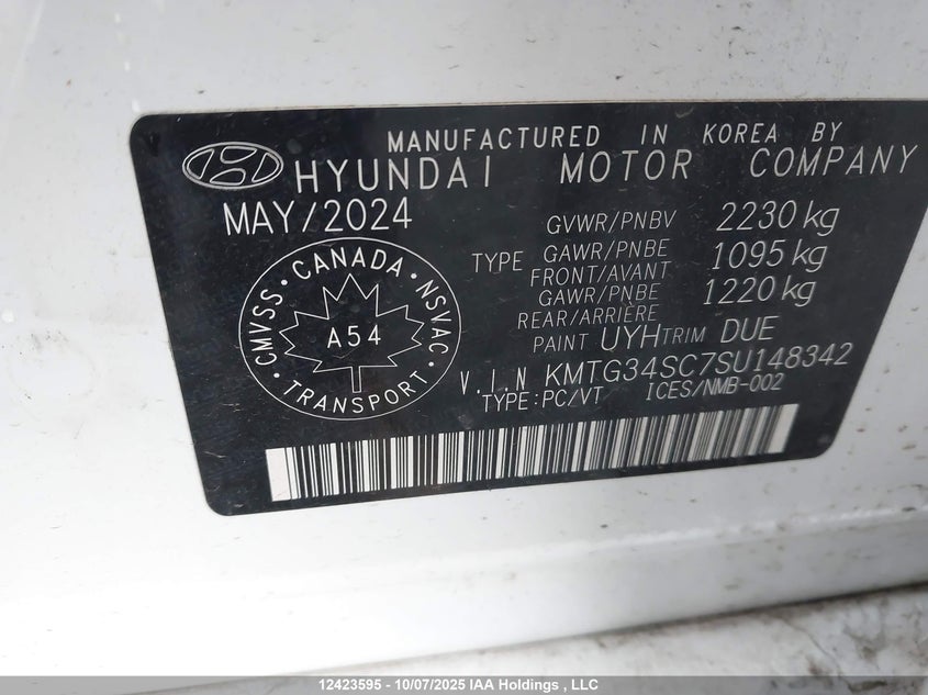 2025 Genesis G70 2.5T Advanced Awd VIN: KMTG34SC7SU148342 Lot: 12423595