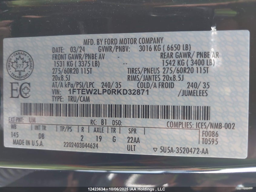 1FTEW2LP0RKD32871 2024 FORD F-150 photo no. 9