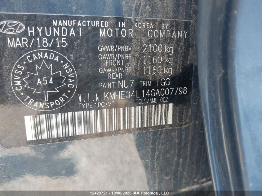 2016 Hyundai Sonata Hybrid/Limited VIN: KMHE34L14GA007798 Lot: 12423721