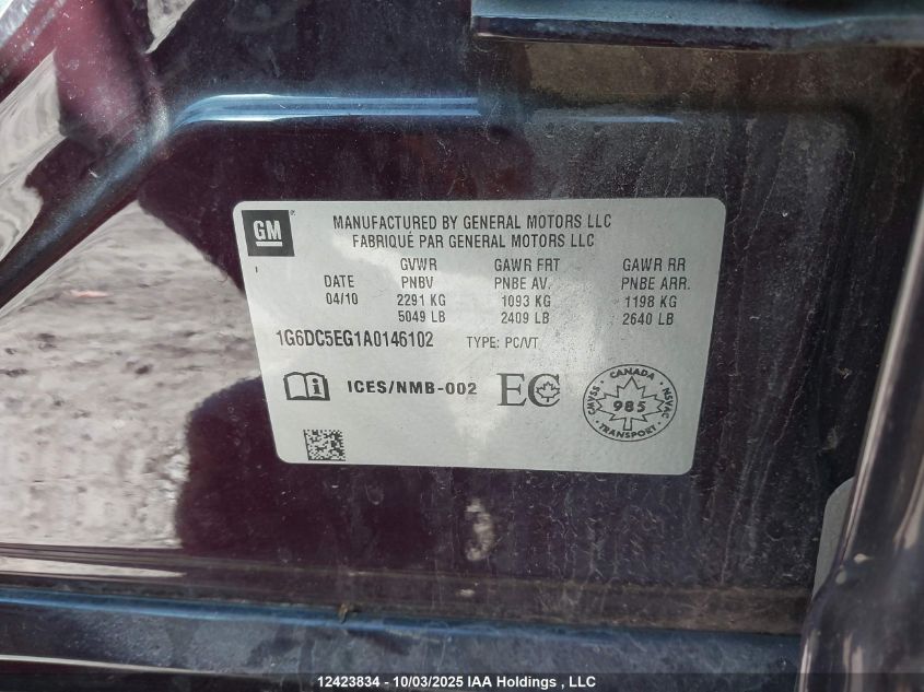 2010 Cadillac Cts VIN: 1G6DC5EG1A0146102 Lot: 12423834