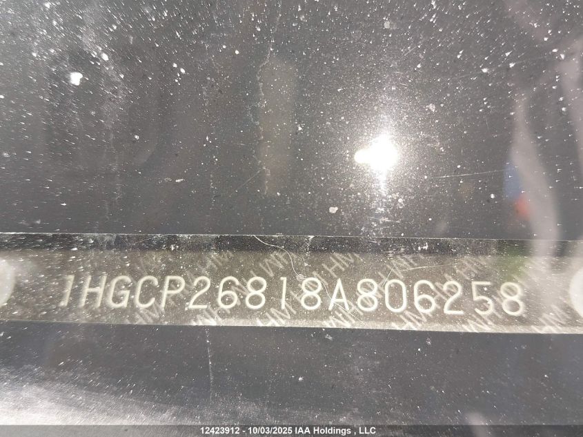 2008 Honda Accord Ex-L VIN: 1HGCP26818A806258 Lot: 12423912