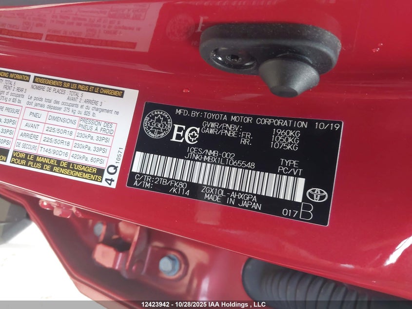 JTNKHMBX1L1065548 2020 TOYOTA C-HR photo no. 9