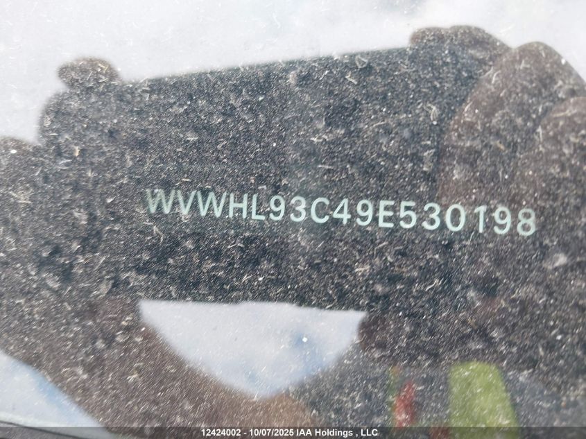 2009 Volkswagen Cc Luxury VIN: WVWHL93C49E530198 Lot: 12424002