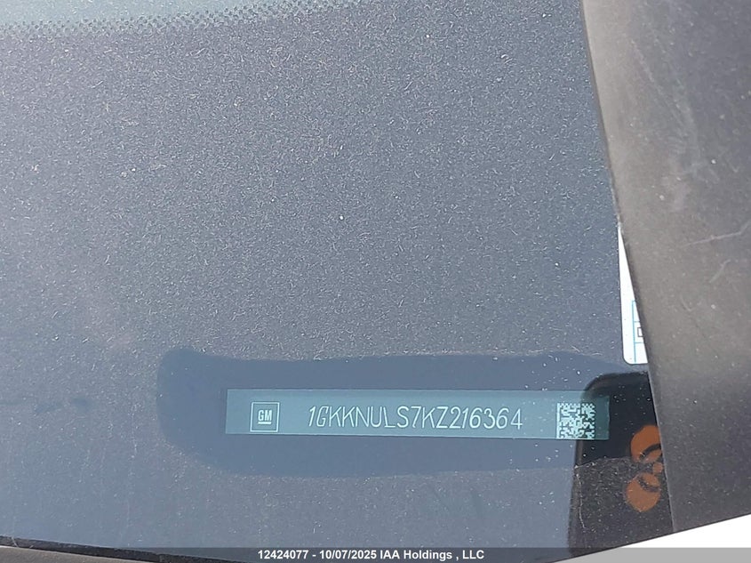 2019 GMC Acadia Slt-1 VIN: 1GKKNULS7KZ216364 Lot: 12424077
