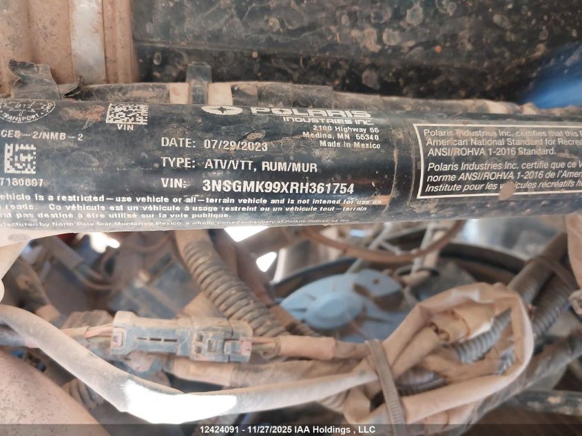 2024 Polaris General Xp 4 1000 Ultimate VIN: 3NSGMK99XRH361754 Lot: 12424091