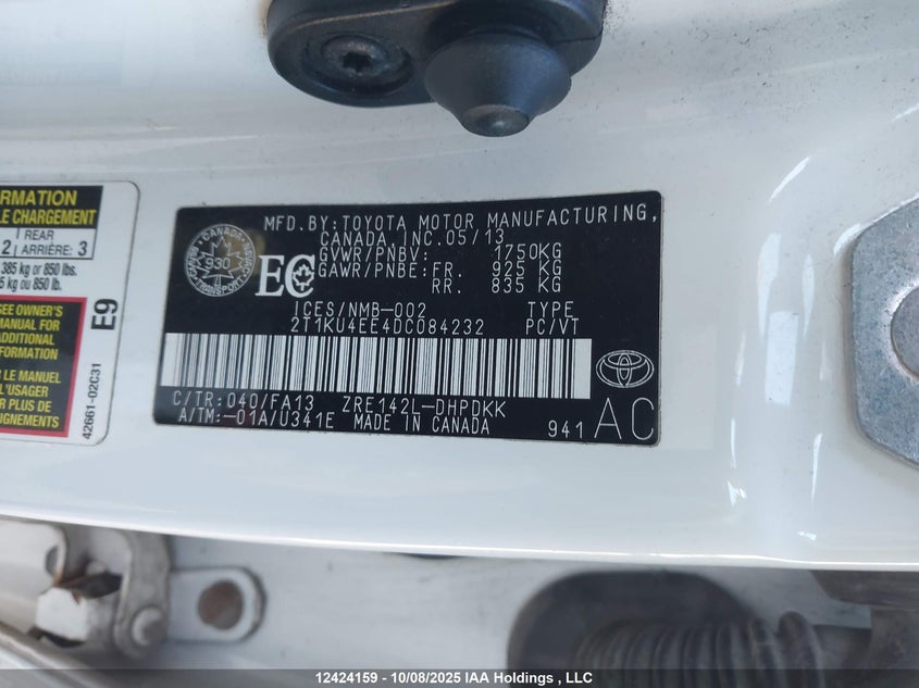 2013 Toyota Matrix Wagon VIN: 2T1KU4EE4DC084232 Lot: 12424159