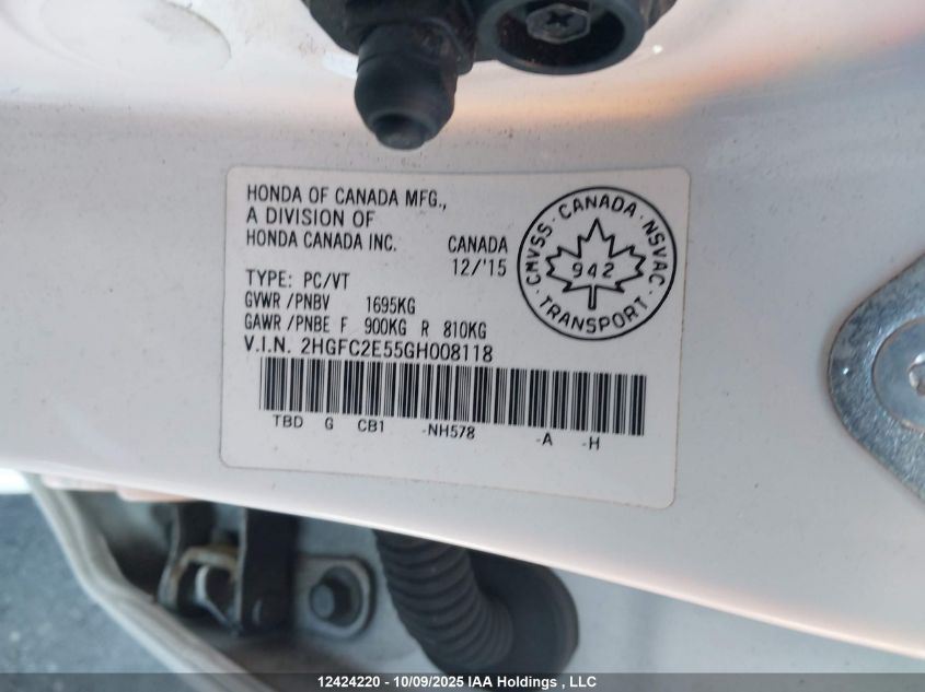 2016 Honda Civic Lx VIN: 2HGFC2E55GH008118 Lot: 12424220