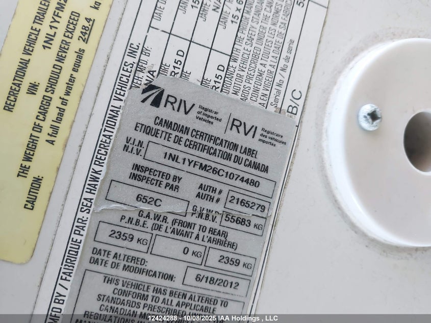 2012 Gulf Stream Gulf Stream VIN: 1NL1YFM26C1074480 Lot: 12424288