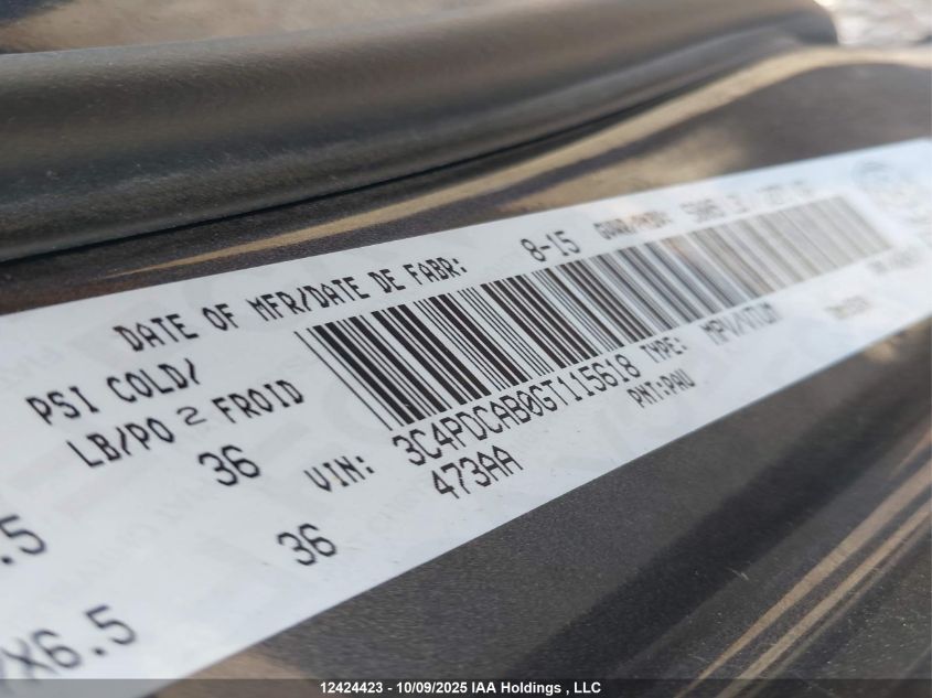 2016 Dodge Journey Se VIN: 3C4PDCAB0GT115618 Lot: 12424423